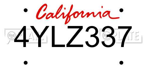 4YLZ337 California License Plate