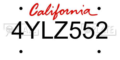 4YLZ552 California License Plate