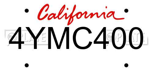4YMC400 California License Plate