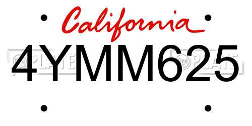 4YMM625 California License Plate