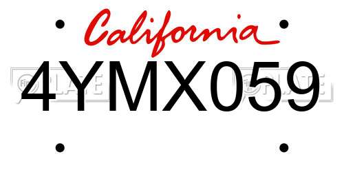 4YMX059 California License Plate