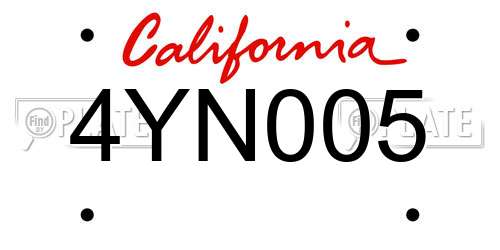 4YN005 California License Plate