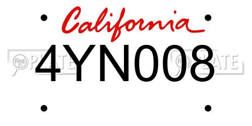4YN008 California License Plate