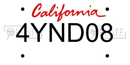 4YND08 California License Plate