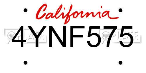 4YNF575 California License Plate