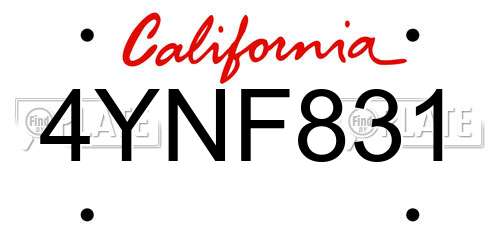 4YNF831 California License Plate