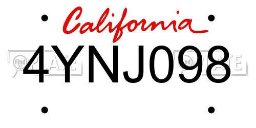 4YNJ098 California License Plate