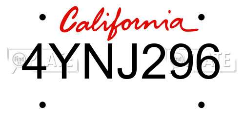 4YNJ296 California License Plate