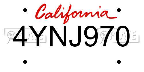 4YNJ970 California License Plate
