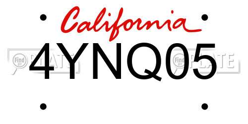 4YNQ05 California License Plate