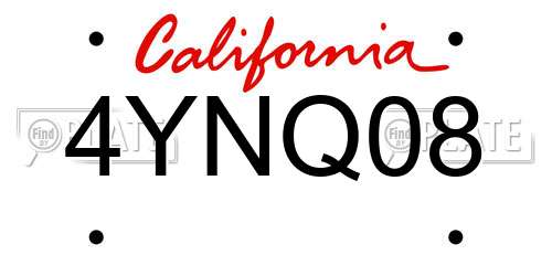 4YNQ08 California License Plate