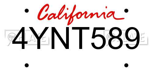 4YNT589 California License Plate