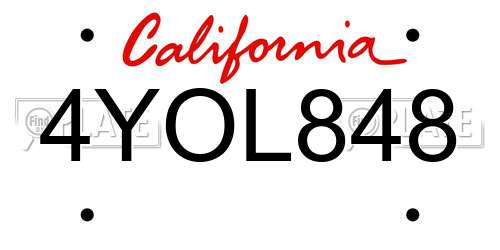 4YOL848 California License Plate