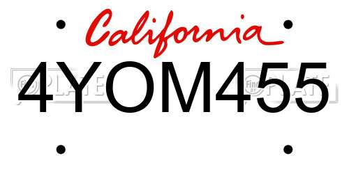 4YOM455 California License Plate