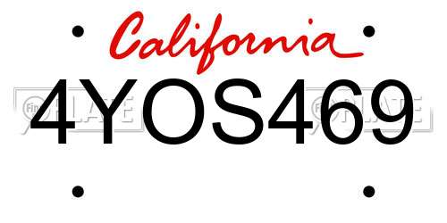 4YOS469 California License Plate