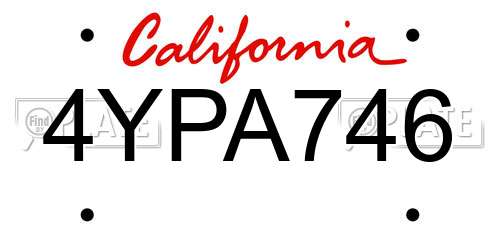 4YPA746 California License Plate