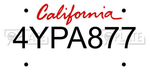 4YPA877 California License Plate