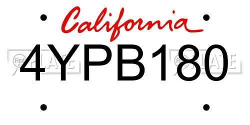 4YPB180 California License Plate