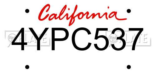 4YPC537 California License Plate