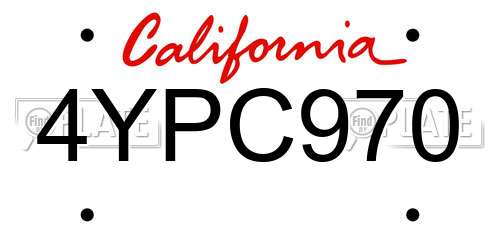 4YPC970 California License Plate