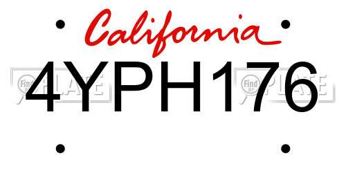4YPH176 California License Plate