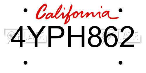4YPH862 California License Plate