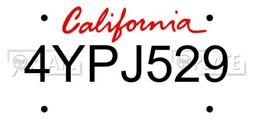 4YPJ529 California License Plate