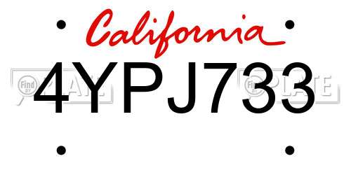 4YPJ733 California License Plate