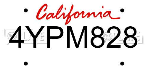 4YPM828 California License Plate