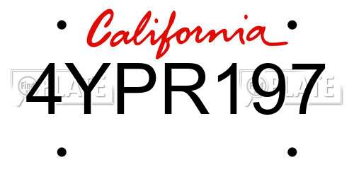 4YPR197 California License Plate