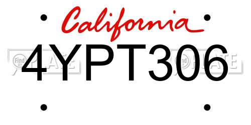 4YPT306 California License Plate