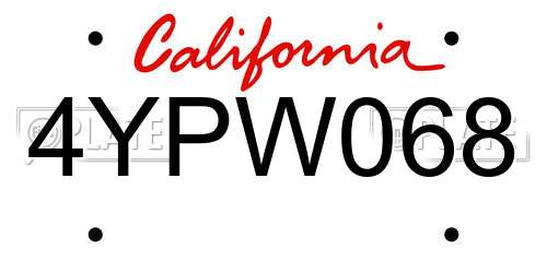 4YPW068 California License Plate