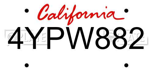 4YPW882 California License Plate