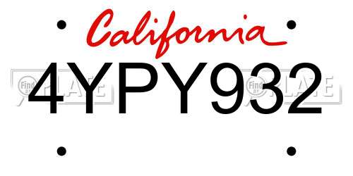 4YPY932 California License Plate