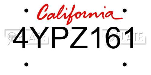4YPZ161 California License Plate