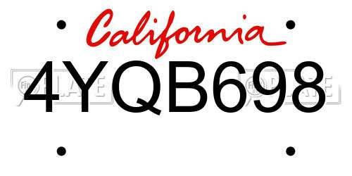 4YQB698 California License Plate
