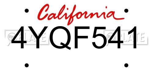 4YQF541 California License Plate