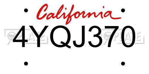 4YQJ370 California License Plate