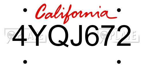 4YQJ672 California License Plate