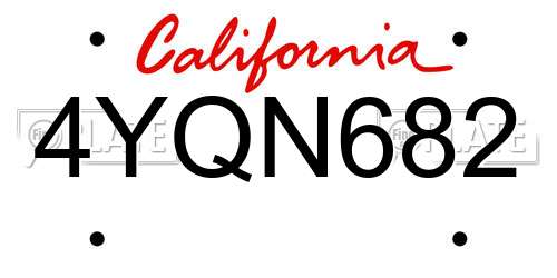 4YQN682 California License Plate