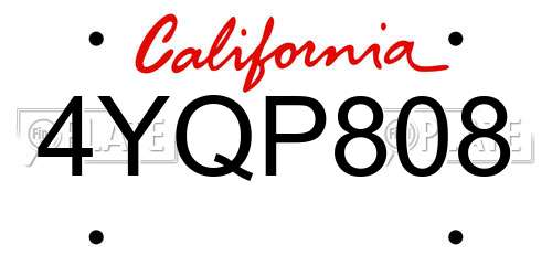 4YQP808 California License Plate