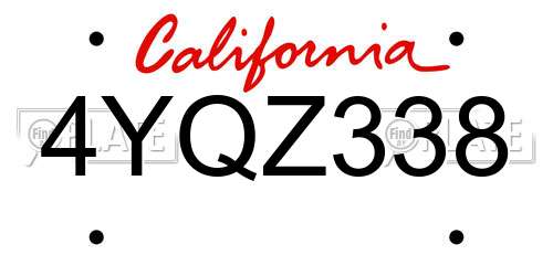 4YQZ338 California License Plate
