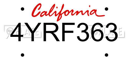 4YRF363 California License Plate