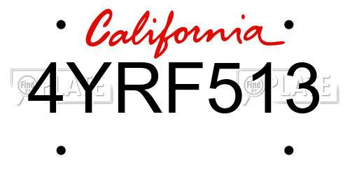 4YRF513 California License Plate