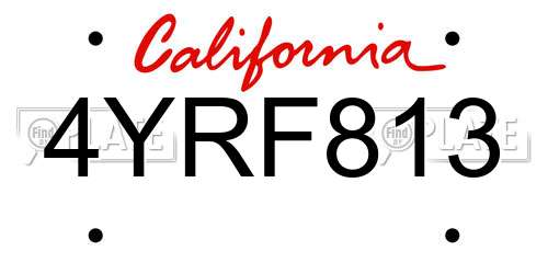 4YRF813 California License Plate