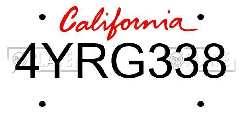4YRG338 California License Plate