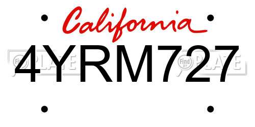 4YRM727 California License Plate