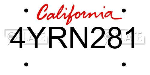 4YRN281 California License Plate