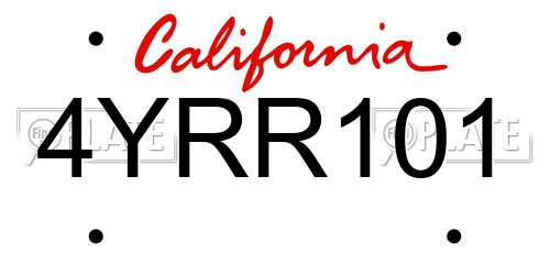 4YRR101 California License Plate