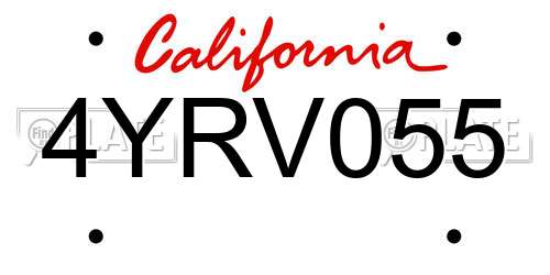 4YRV055 California License Plate